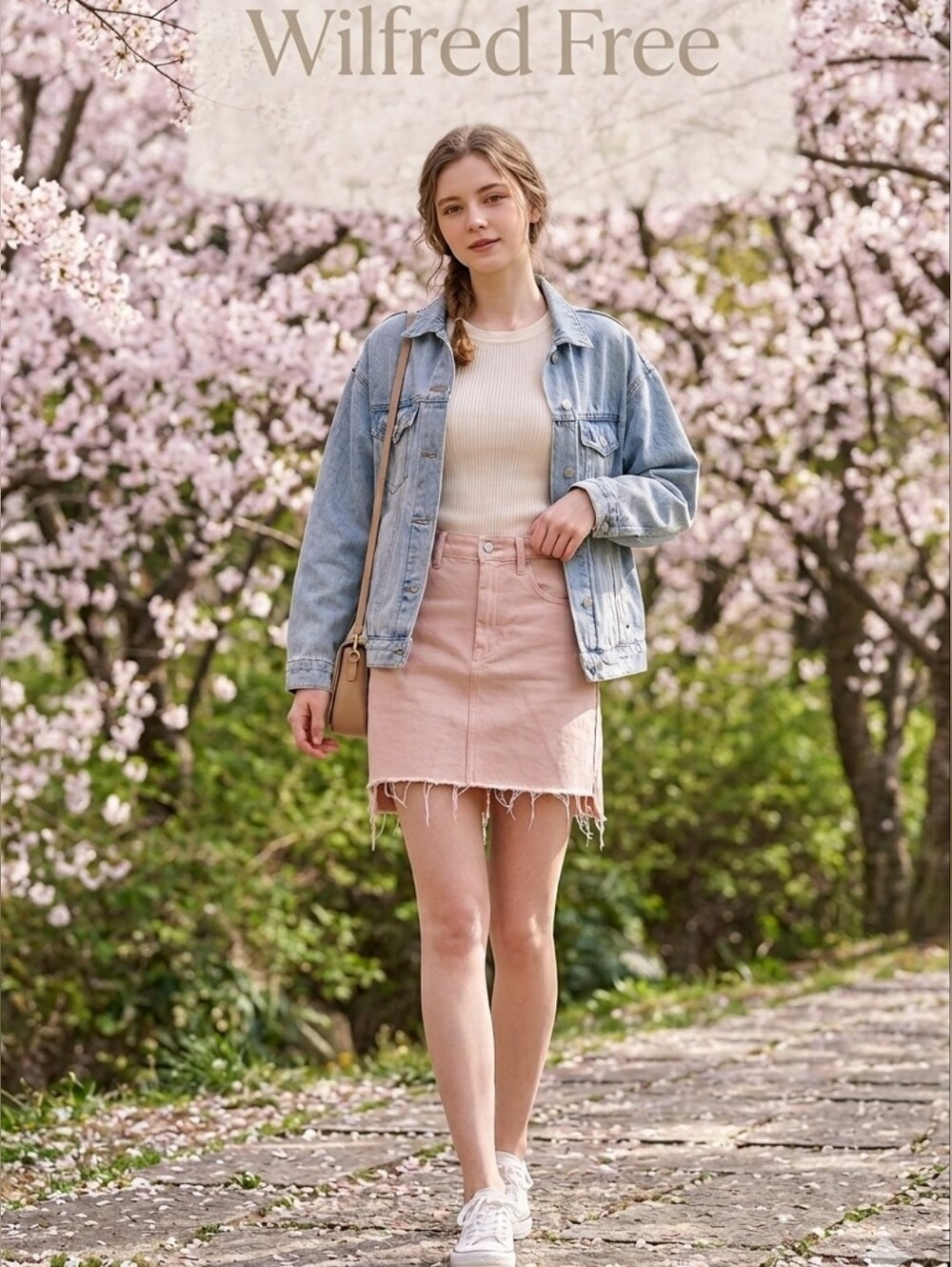 Aritzia Wilfred Free Pink Denim Mini Skirt